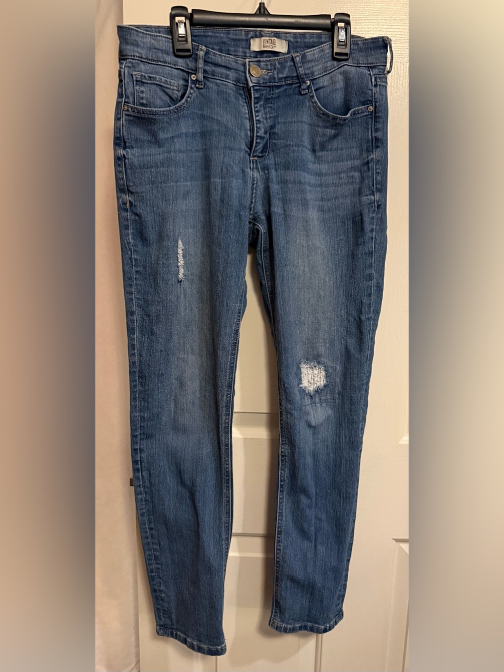 Vintage America Blue Skinny Distressed Jeans